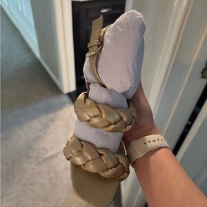 crown & ivy Gold Braided Sandals